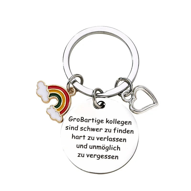 HKM-011987 Custom Metal Key Ring with 3D Beautiful Rainbow Star Design for Keys