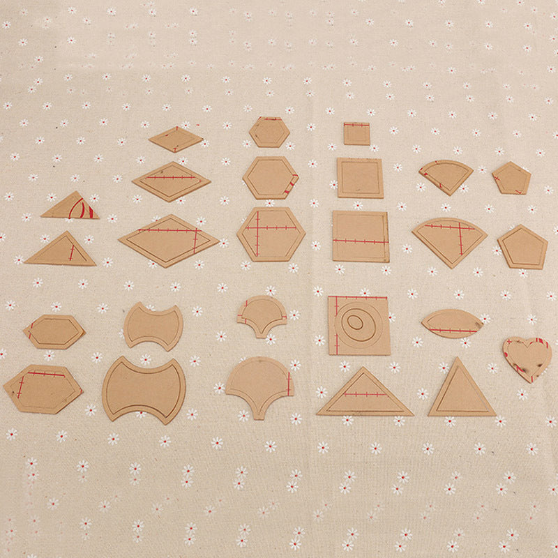 HKM-011987 DIY Patchwork Template - 27 Sets of 54 Designs, White Thick Acrylic, 2mm Thick