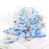 HKM-0120381 Floral Cotton Dog Dress with Nylon Traction Rope, Summer Overalls in Multiple Sizes
