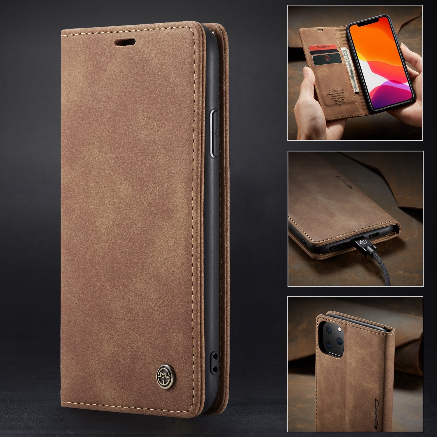 HKM-012179 Flip Phone Case for iPhone Models with PU and TPU Material