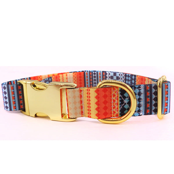 HKM-0122557 Golden Buckle Dog Collar with Customizable Lettering - Available in Multiple Colors and Sizes