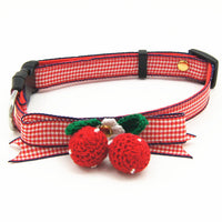 HKM-0122813 Cute Knitted Strawberry Pet Traction Set for Dogs and Cats, Adjustable Leash and Collar