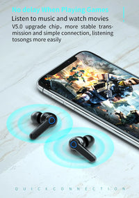 HKM-012307 2000mAh TWS Wireless Earbuds - HIFI Mini Bluetooth Headphones for IOS & Android E-Sports