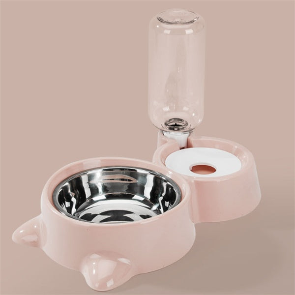 HKM-0124349 Automatic Refill Dog Bowl in Vintage Blue, Smoke Gray, and Ancient Pink - Stainless Steel and Plastic Design