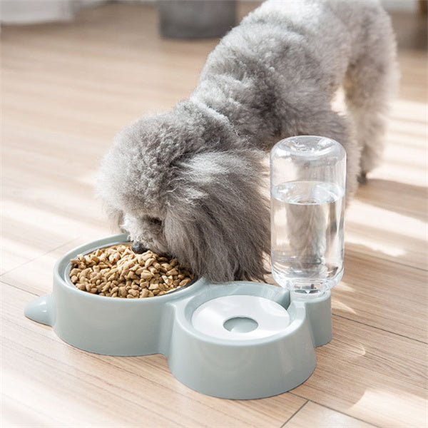 HKM-0124349 Automatic Refill Dog Bowl in Vintage Blue, Smoke Gray, and Ancient Pink - Stainless Steel and Plastic Design