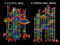 HKM-012435 325-Piece Glow-in-the-Dark Marble Run STEM Toy Set with Motorized Elevator for Kids