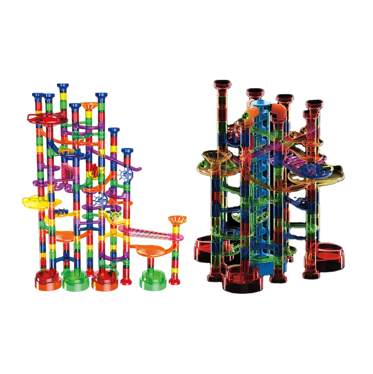 HKM-012435 325-Piece Glow-in-the-Dark Marble Run STEM Toy Set with Motorized Elevator for Kids