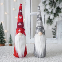 HKM-012435 Faceless Elderly Pendant Doll for Christmas Decoration - Cloth, European & American Style, Red & Gray