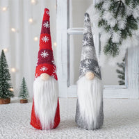 HKM-012435 Faceless Elderly Pendant Doll for Christmas Decoration - Cloth, European & American Style, Red & Gray