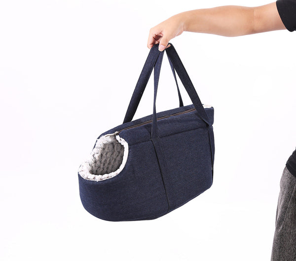 HKM-0124605 Versatile Cotton Plush Pet Carrying Backpack for Cats and Puppies, Jeans Blue