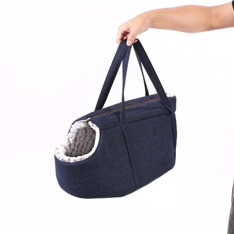 HKM-0124605 Versatile Cotton Plush Pet Carrying Backpack for Cats and Puppies, Jeans Blue