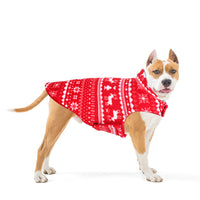 HKM-0124733 Winter Pet Sweater Pullover for Small Dogs and Puppies in Red and Blue Fleece