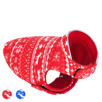HKM-0124733 Winter Pet Sweater Pullover for Small Dogs and Puppies in Red and Blue Fleece
