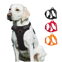 HKM-012499 Adjustable Dog Fur Vest-style Chest Strap in Orange, Red, and Black, Sizes XS-XL with Towing Rope Included