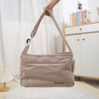 HKM-012499 Large Capacity Soft Messenger Bag for Pets - Comfortable Black or Beige Backpack