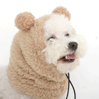 HKM-0125373 Adjustable Winter Pet Hat with Plush Fur Ball - Double-Sided Cotton Velvet, Available in Purple and Dark Khaki