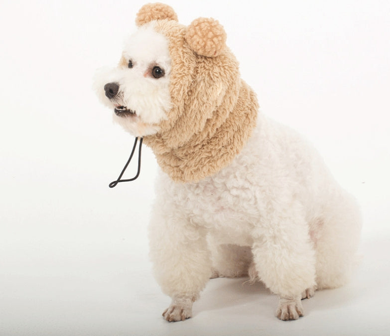 HKM-0125373 Adjustable Winter Pet Hat with Plush Fur Ball - Double-Sided Cotton Velvet, Available in Purple and Dark Khaki