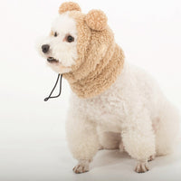HKM-0125373 Adjustable Winter Pet Hat with Plush Fur Ball - Double-Sided Cotton Velvet, Available in Purple and Dark Khaki