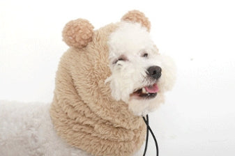 HKM-0125373 Adjustable Winter Pet Hat with Plush Fur Ball - Double-Sided Cotton Velvet, Available in Purple and Dark Khaki