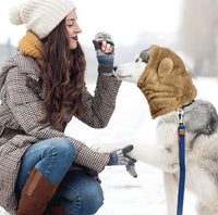 HKM-0125373 Adjustable Winter Pet Hat with Plush Fur Ball - Double-Sided Cotton Velvet, Available in Purple and Dark Khaki