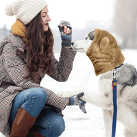 HKM-0125373 Adjustable Winter Pet Hat with Plush Fur Ball - Double-Sided Cotton Velvet, Available in Purple and Dark Khaki