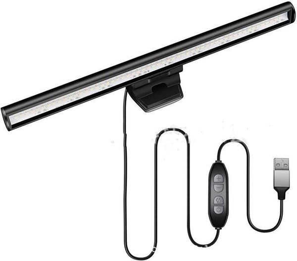 HKM-012691 LED Laptop Screen Hanging Lamp with Eye Protection - USB Powered, Modern Black Design