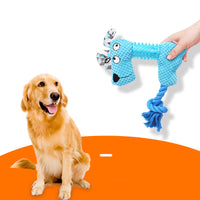 HKM-0127933 Plush Squeaky Dog Toy - Bite Resistant Fox & Big-Eared Dog Design with Cotton Rope Tail, Ideal for Small and Large Dogs