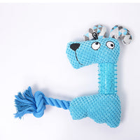 HKM-0127933 Plush Squeaky Dog Toy - Bite Resistant Fox & Big-Eared Dog Design with Cotton Rope Tail, Ideal for Small and Large Dogs