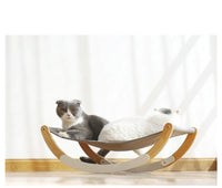 HKM-012819 Solid Wood Cat Rocking Hammock - Cozy Dual Purpose Bed for Cats, Kittens, and Small Pets