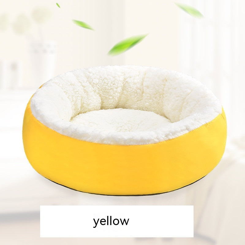 HKM-0130365 Comfortable Round Lambswool Pet Bed for Cats ¨C Available in Small, Medium, and Large Sizes