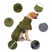 HKM-0130749 Thick Cotton Dog Coat for Medium and Large Dogs - Warm Army Green and Black Options