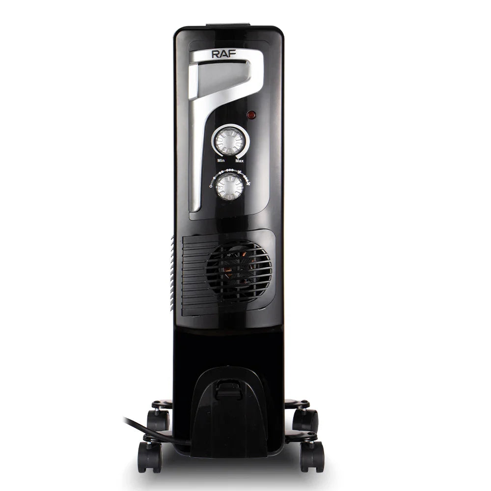 HKM-013075 2400W Oil Filled Radiator with Adjustable Thermostat and Silent Fan Heater for Efficient Home Heating