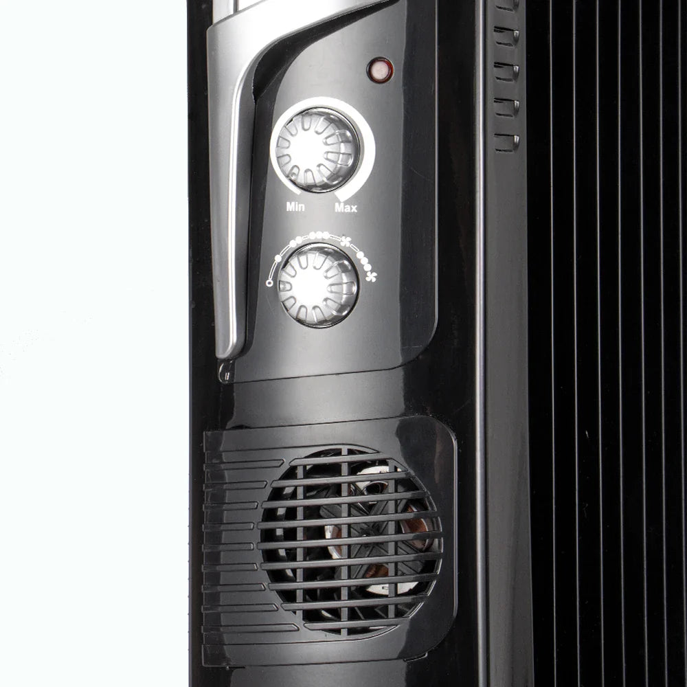 HKM-013075 2400W Oil Filled Radiator with Adjustable Thermostat and Silent Fan Heater for Efficient Home Heating