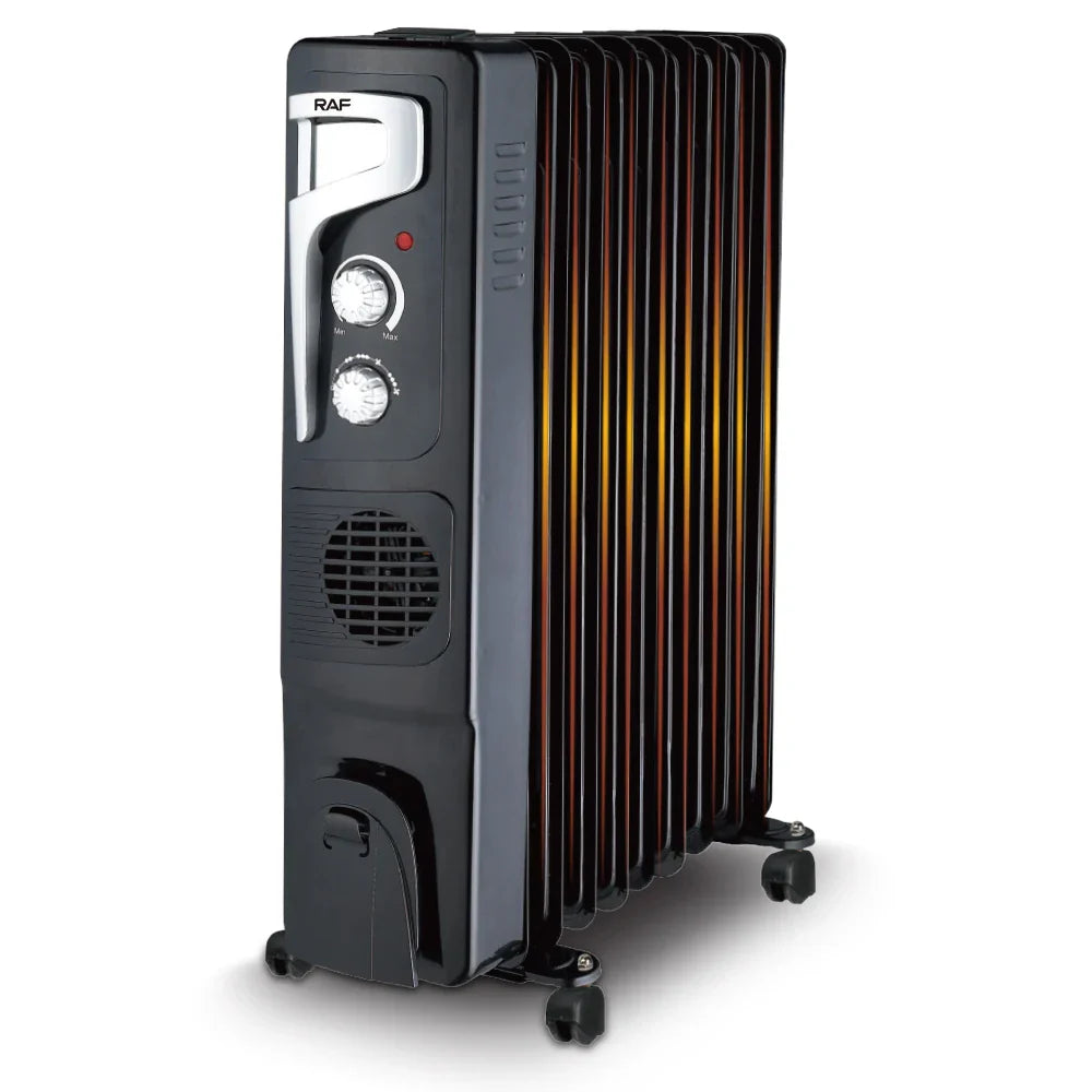 HKM-013075 2400W Oil Filled Radiator with Adjustable Thermostat and Silent Fan Heater for Efficient Home Heating