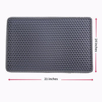 HKM-0131773 Cat Litter Trap Mat - Waterproof EVA Material, Double Layer Design, Rice Shape Surface, Grey, 21 x 14 inches