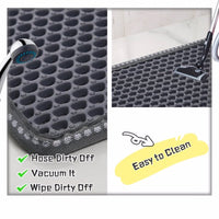 HKM-0131773 Cat Litter Trap Mat - Waterproof EVA Material, Double Layer Design, Rice Shape Surface, Grey, 21 x 14 inches