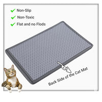 HKM-0131773 Cat Litter Trap Mat - Waterproof EVA Material, Double Layer Design, Rice Shape Surface, Grey, 21 x 14 inches