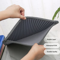 HKM-0131773 Cat Litter Trap Mat - Waterproof EVA Material, Double Layer Design, Rice Shape Surface, Grey, 21 x 14 inches