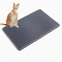 HKM-0131773 Cat Litter Trap Mat - Waterproof EVA Material, Double Layer Design, Rice Shape Surface, Grey, 21 x 14 inches