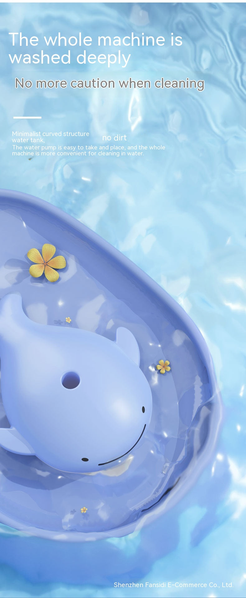 HKM-0132157 Dancing Whale Automatic Pet Water Dispenser for Dogs and Cats, 2000ML Capacity, Sky Blue