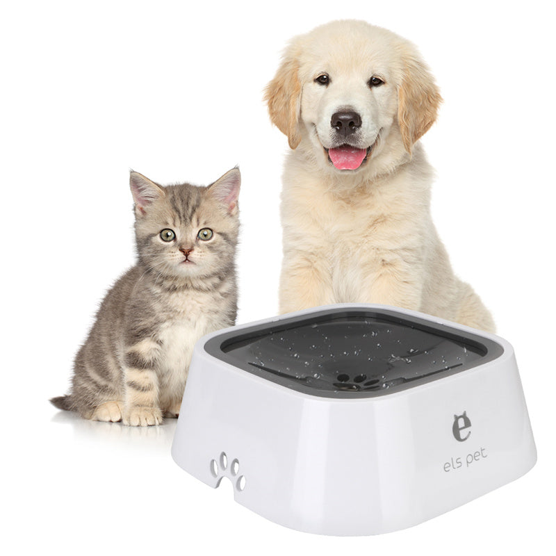 HKM-0132285 1.5L Floating Pet Water Bowl with Anti-Overflow Slow Feeder Design - Perfect for Cats and Dogs