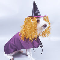 HKM-0132669 Purple Cloak and Hat Pet Costume for Dogs - Halloween Witch Outfit