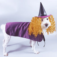 HKM-0132669 Purple Cloak and Hat Pet Costume for Dogs - Halloween Witch Outfit
