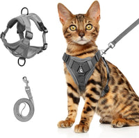 HKM-013331 Adjustable Soft Mesh Cat Harness and Leash Set for Safe Outdoor Adventures
