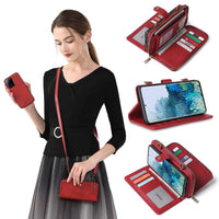 HKM-013331 Multi-Function Diagonal Mobile Phone Case Flip Holster in Solid Colors for Samsung Models
