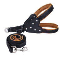 HKM-0135357 Reflective Mesh Fabric Pet Harness with Rhinestone Design and Leash in Various Colors