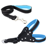 HKM-0135357 Reflective Mesh Fabric Pet Harness with Rhinestone Design and Leash in Various Colors