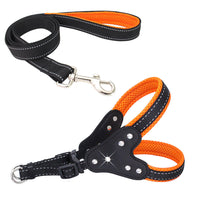 HKM-0135357 Reflective Mesh Fabric Pet Harness with Rhinestone Design and Leash in Various Colors