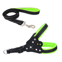 HKM-0135357 Reflective Mesh Fabric Pet Harness with Rhinestone Design and Leash in Various Colors