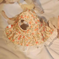HKM-0136637 Autumn Cat Dress with Floral Design and Matching Doll Hat, Warm Skirt for Cats